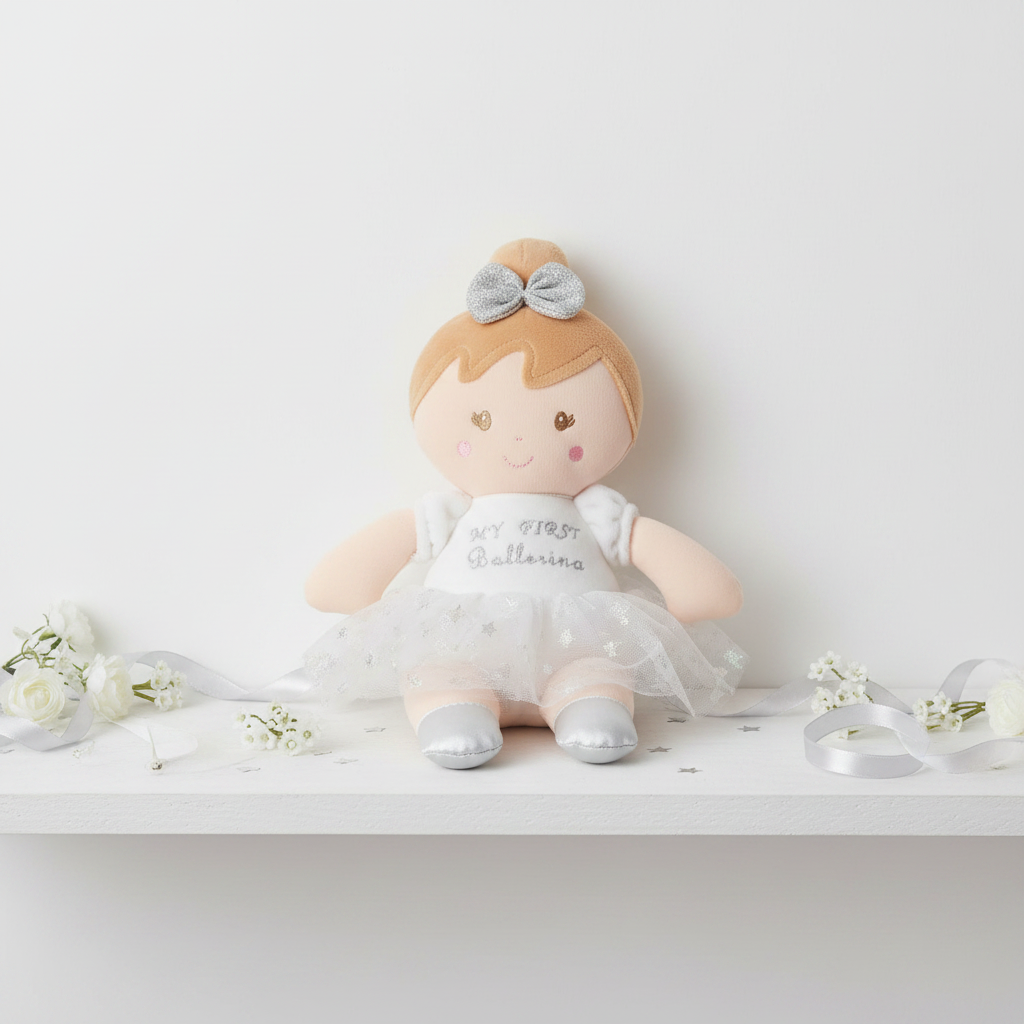 Bambola Bianca Ballerina su mensola decorativa