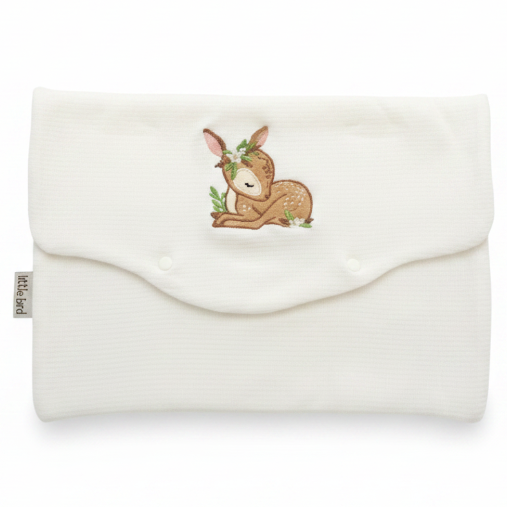 Busta Portatutto Ricamata Bambi - Sfondo Bianco