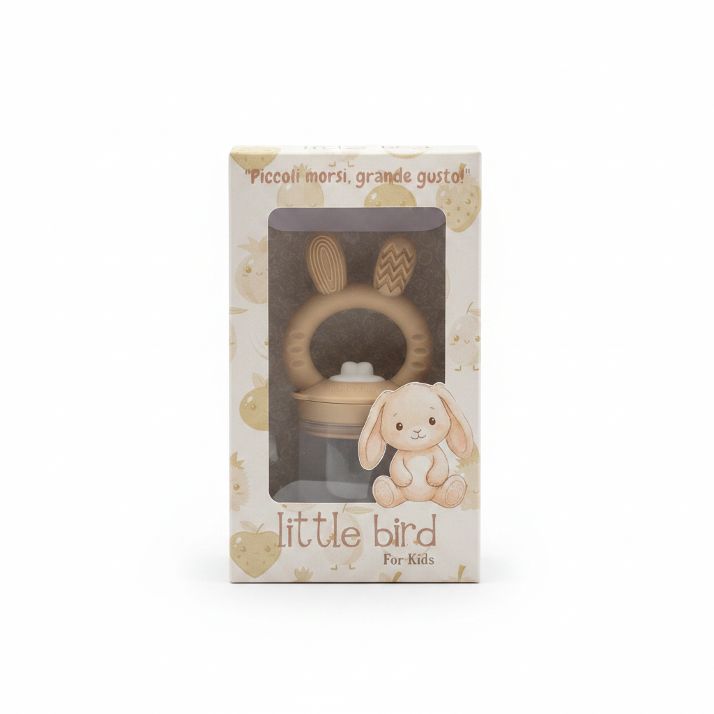 Ciuccio Frutta Coniglietto Beige packaging sfondo bianco