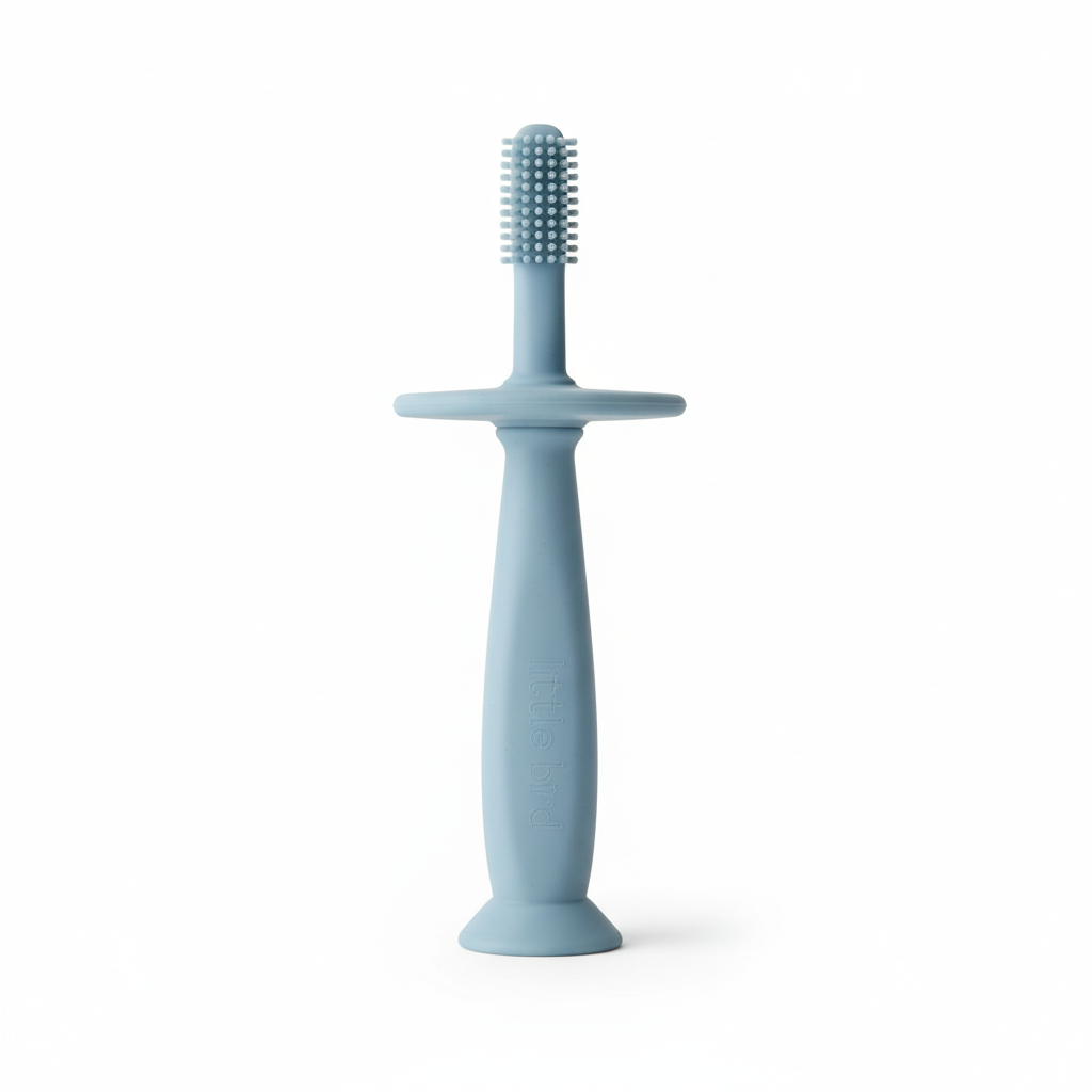 Spazzolino in Silicone Dusty Blue sfondo bianco