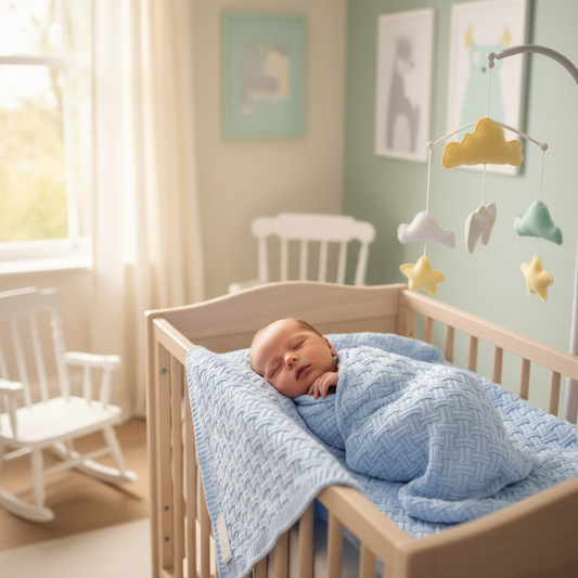 Copertina Griglia Celeste lifestyle neonato