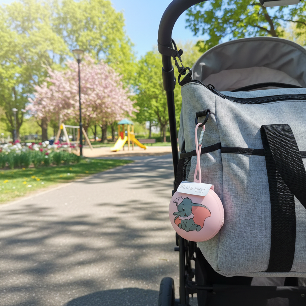 Portaciuccio Dumbo rosa appeso alla borsa