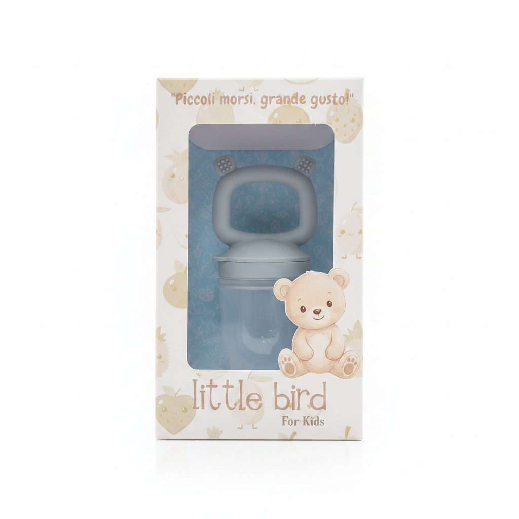 Ciuccio Frutta Orsetto Celeste con packaging Little Bird