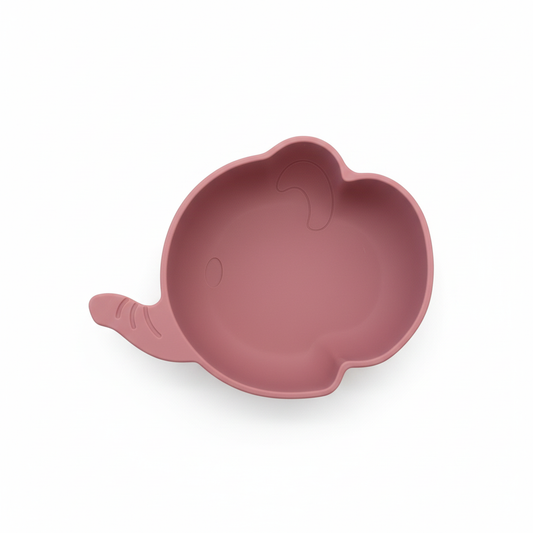 Ciotola Elefante Dark Pink in silicone su sfondo bianco