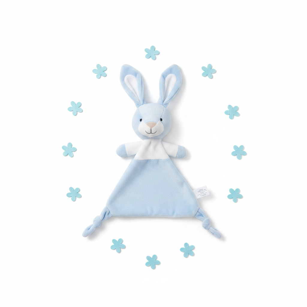 Little Bird - Dou Dou Coniglietto Bianco e Celeste - 100% Anallergico - Regalo Nascita