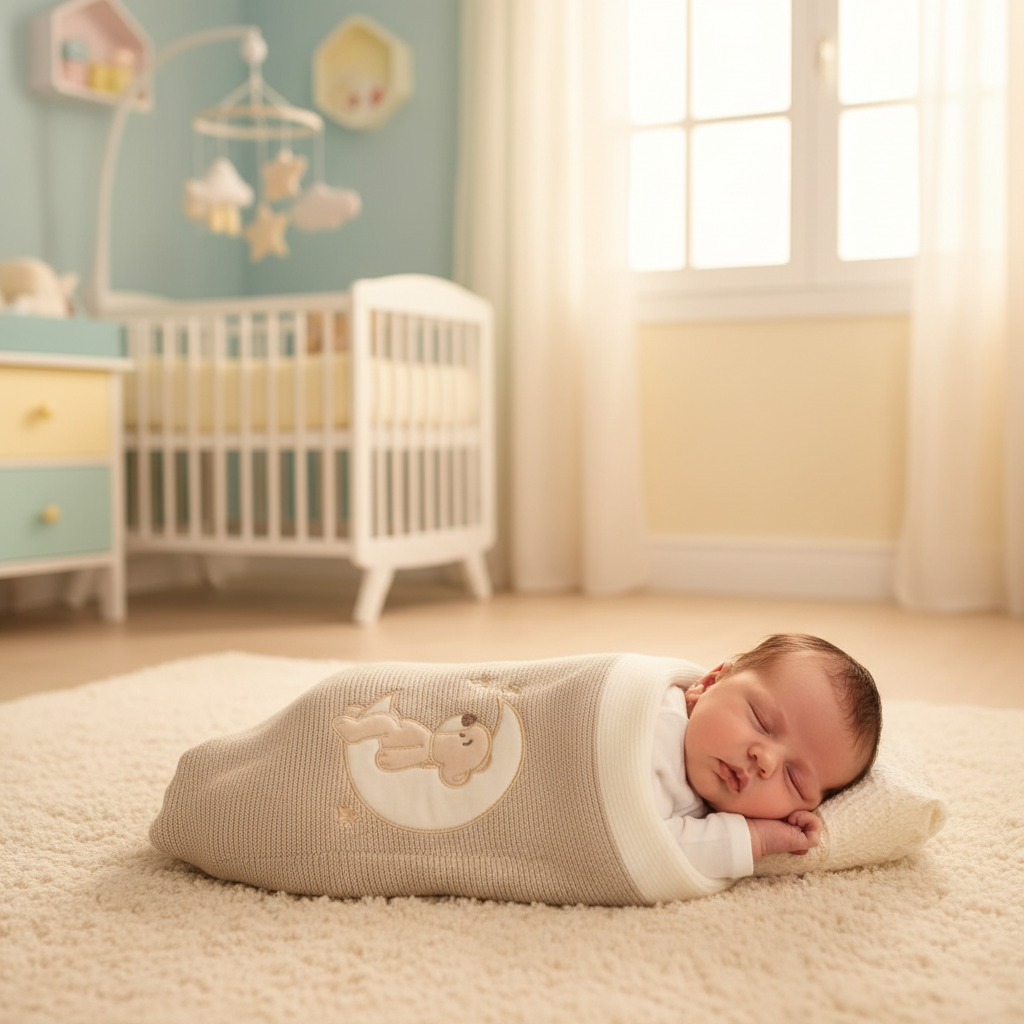 Copertina Orsetto Luna Beige lifestyle neonato