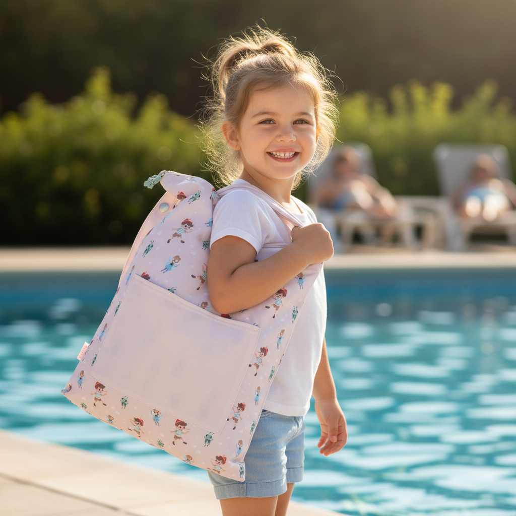 Borsa Impermeabile Grande Wooden Boy Tutete lifestyle - bambina in piscina con borsa impermeabile Pinocchio