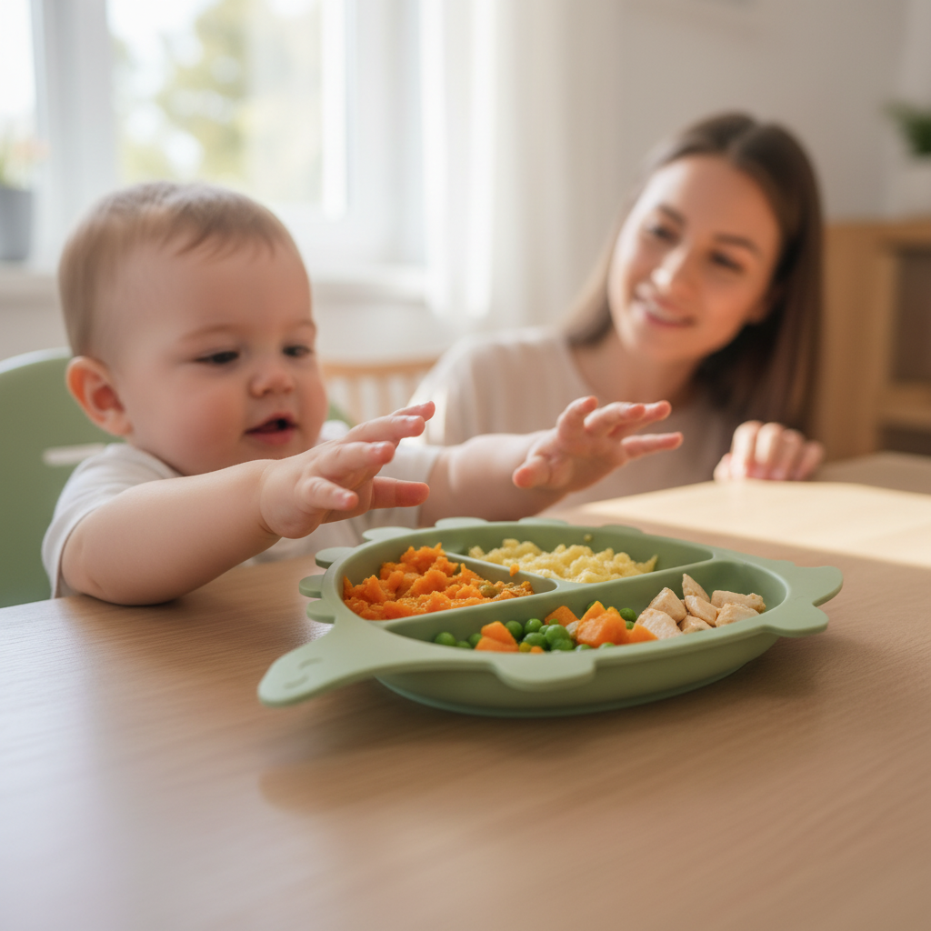 Mani del bambino durante il pasto