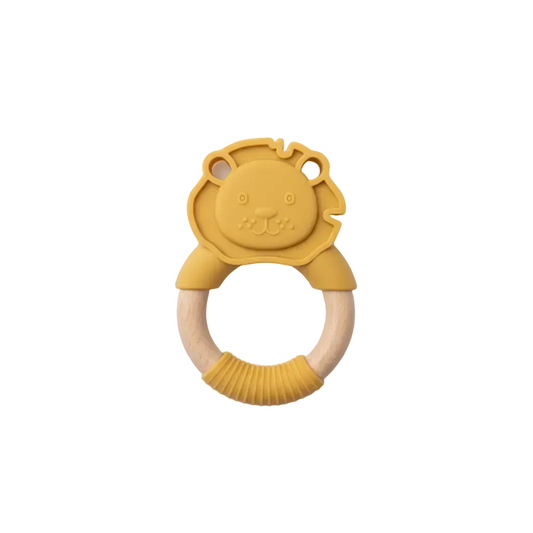 Massaggiagengive leoncino ocra su sfondo bianco