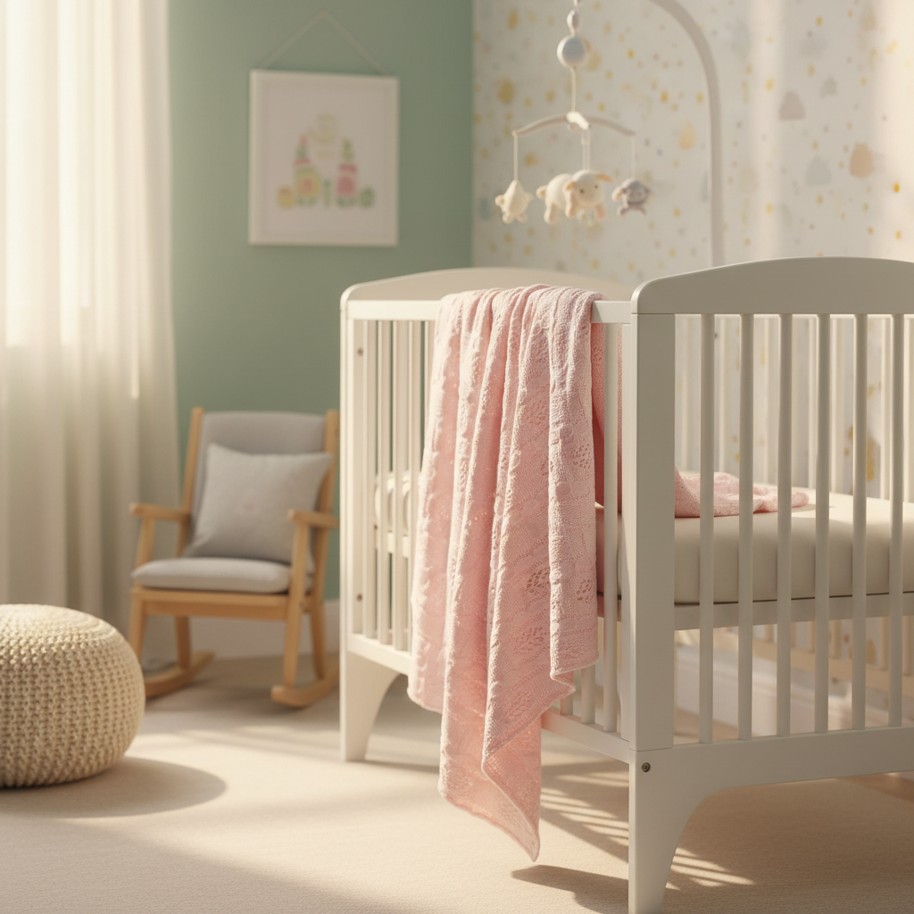 Copertina Rosone Rosa lifestyle culla