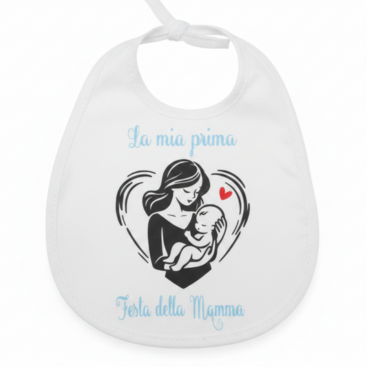 Bavetta Festa della Mamma sfondo bianco professionale termovinile celeste – Little Bird