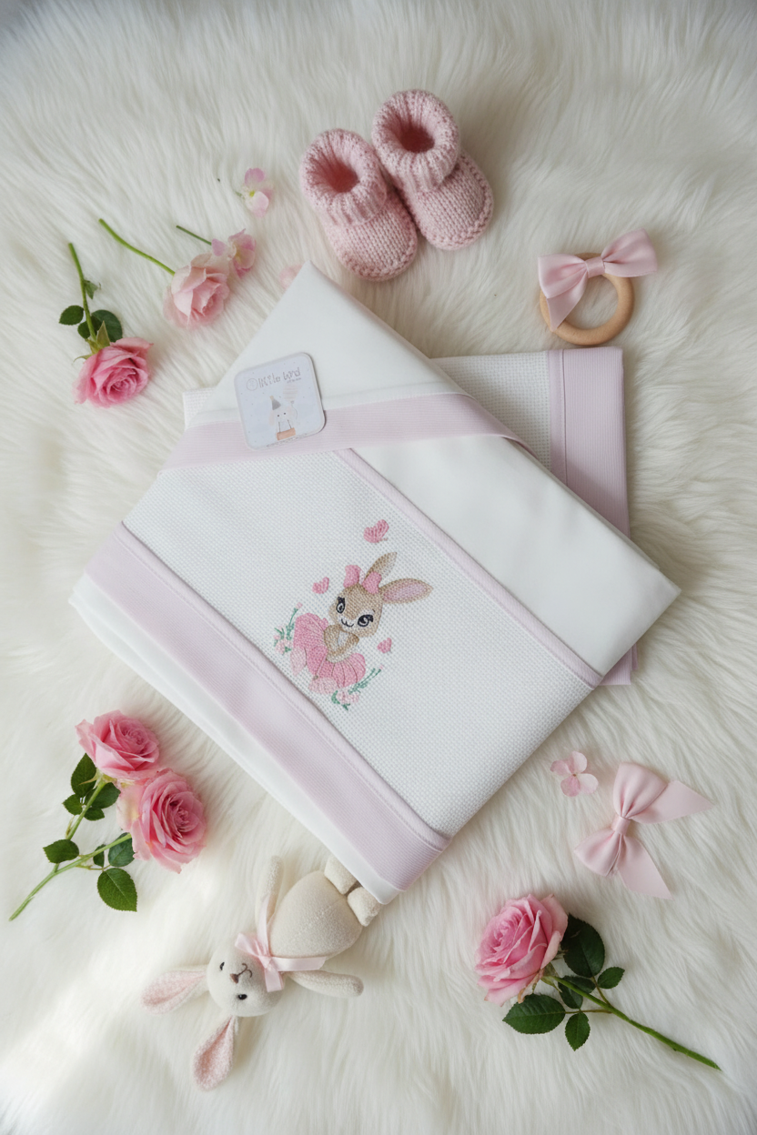 Lenzuolino Carrozzina Coniglietta - lifestyle flat lay
