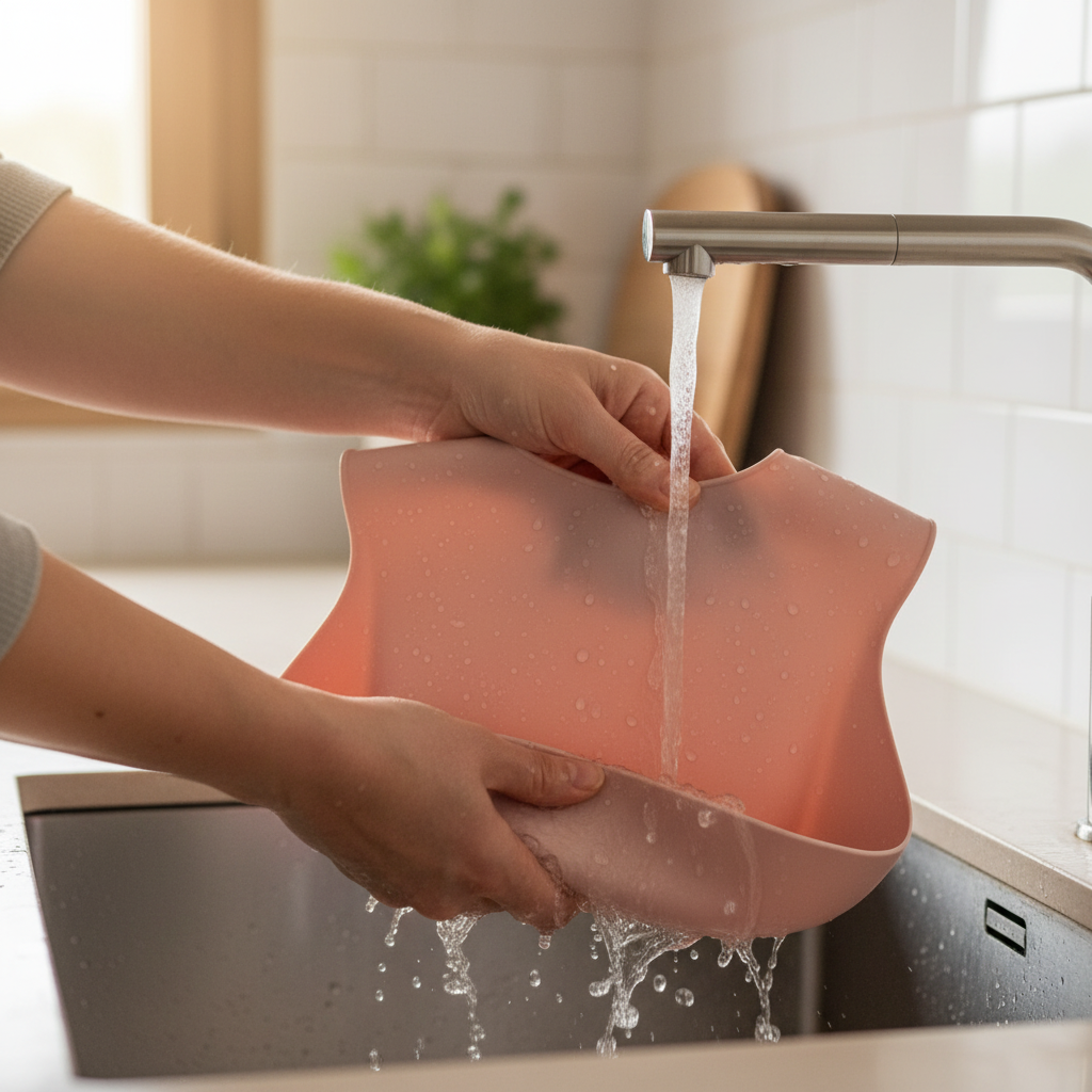 Bavetta rosa facile da lavare sotto l'acqua