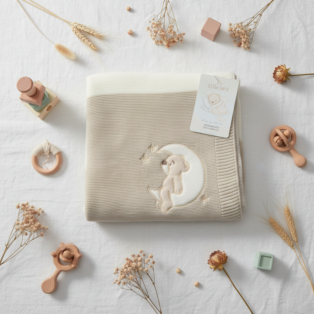 Copertina Orsetto Luna Beige lifestyle flat lay