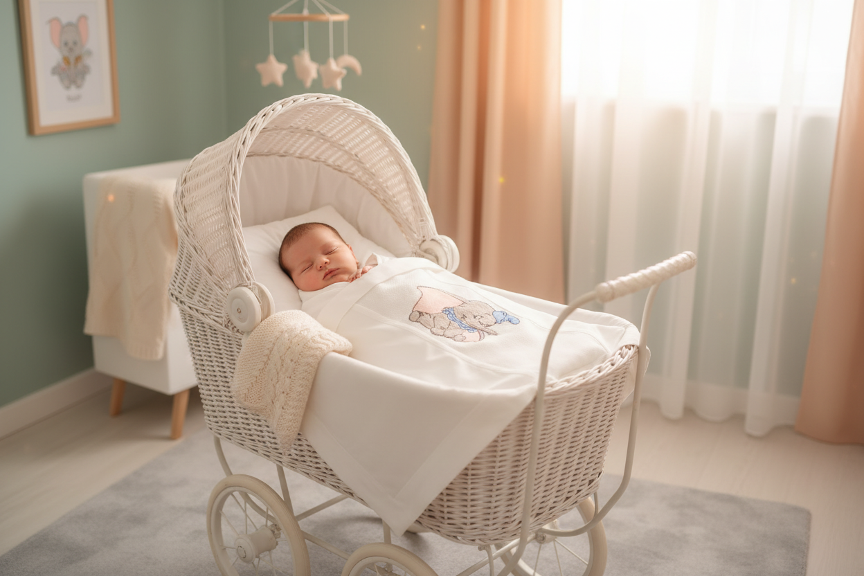 Lenzuolino Dumbo lifestyle neonato in carrozzina