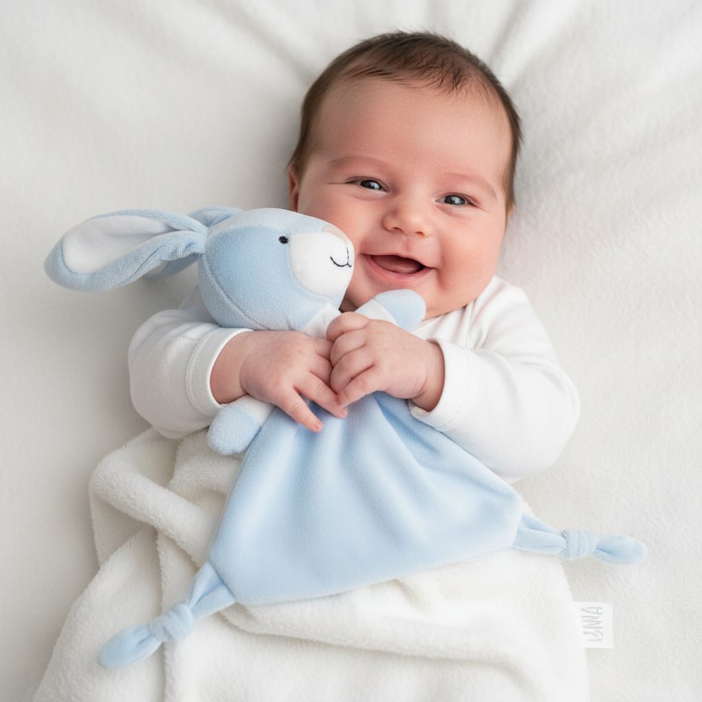 Little Bird - Dou Dou Coniglietto Bianco e Celeste - 100% Anallergico - Regalo Nascita
