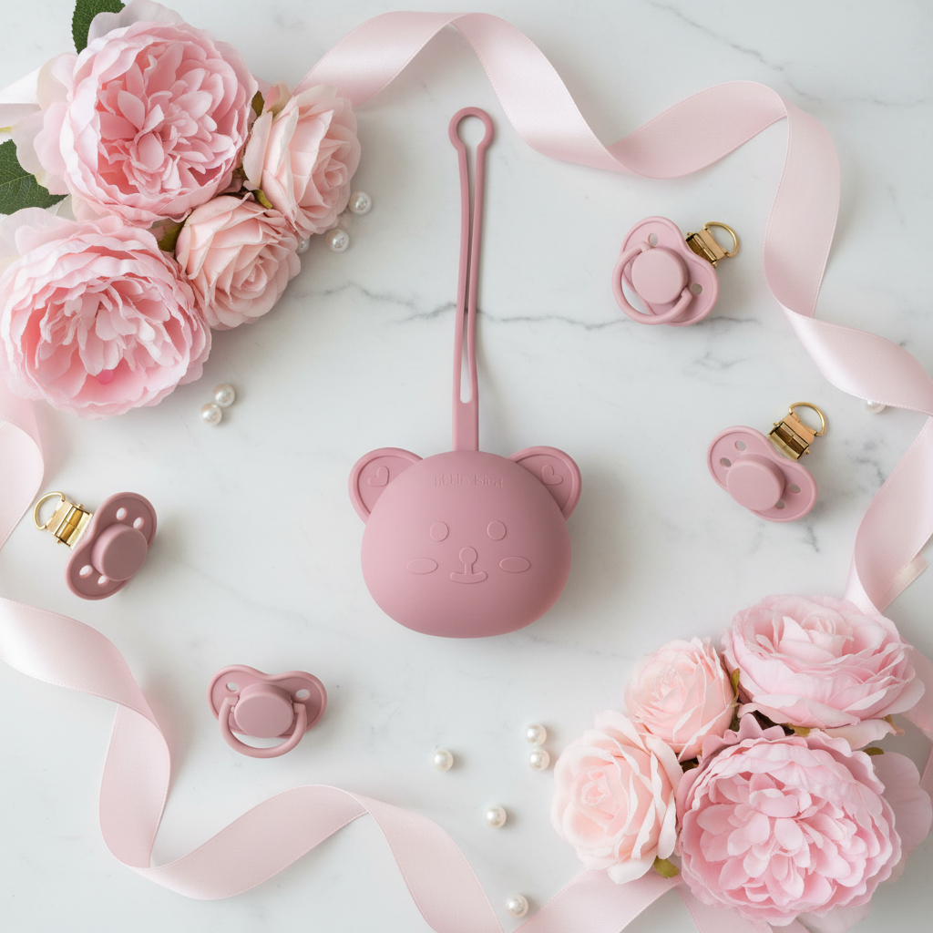 Portaciucciotto Orsetto Dark Pink romantico fiori