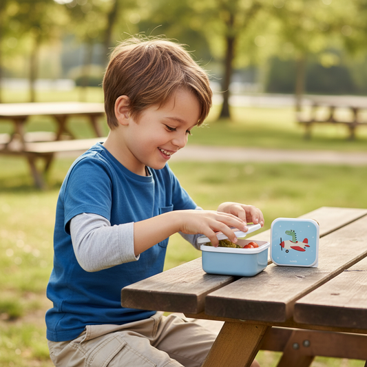 Lunch Box 3 in 1 Planes Tutete lifestyle - bambino che apre la lunch box a scuola