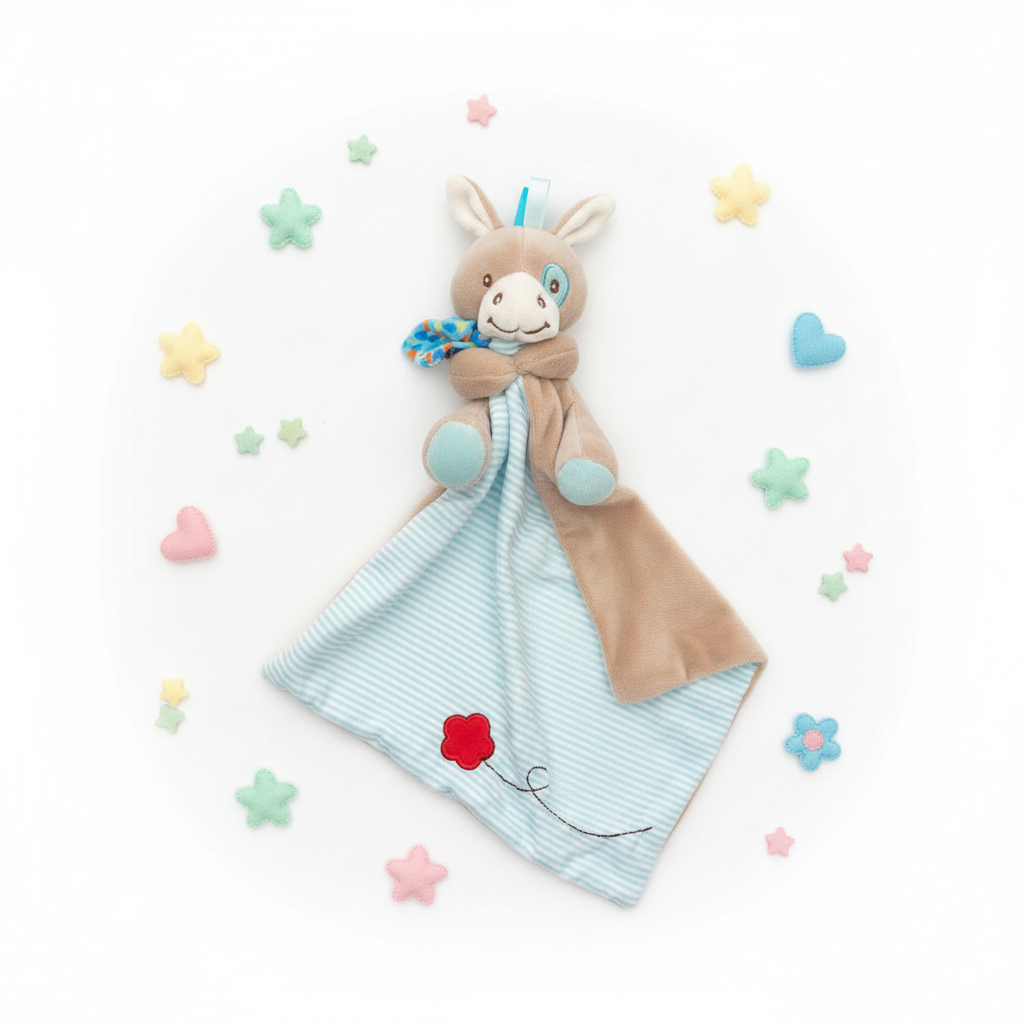 Little Bird - Dou Dou Asinello Marrone e Celeste - 100% Anallergico - Regalo Nascita