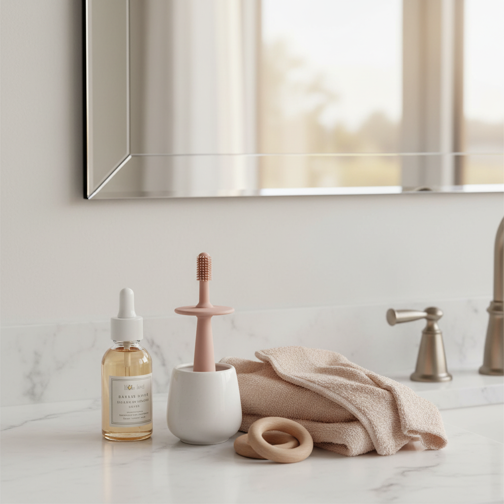 Spazzolino su piano bagno