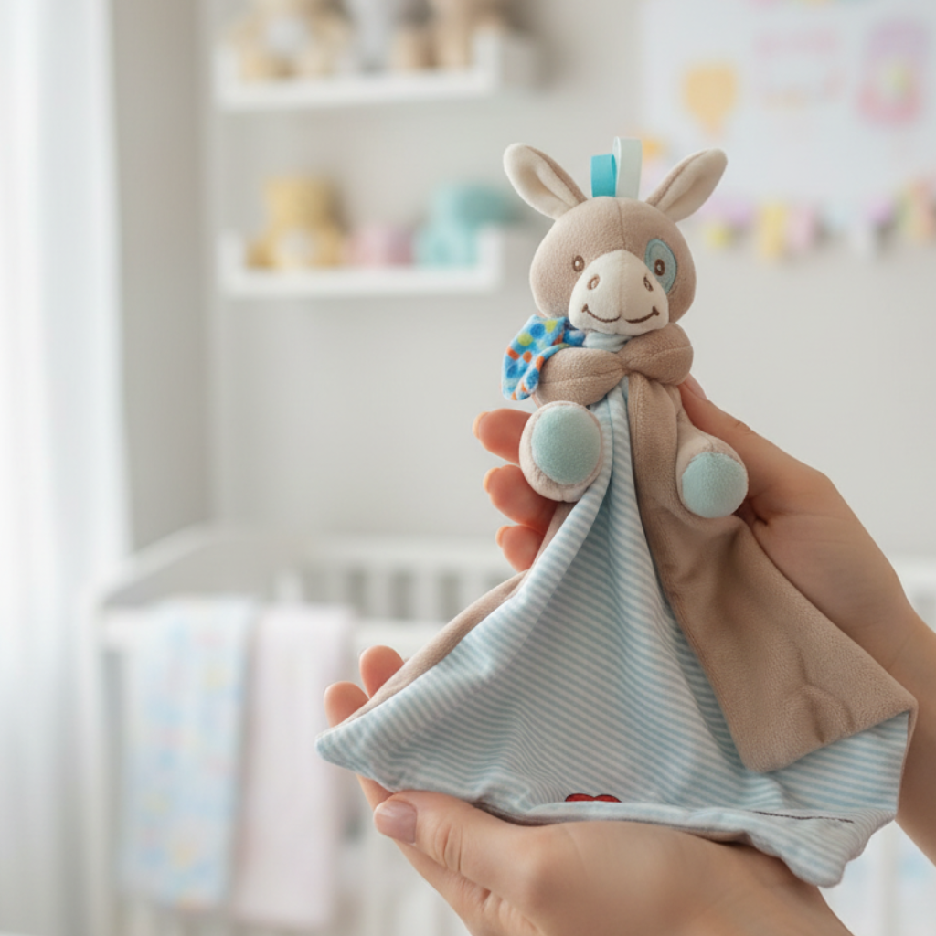 Little Bird - Dou Dou Asinello Marrone e Celeste - 100% Anallergico - Regalo Nascita