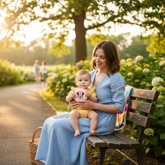 Portaciuccio Minnie rosa - mamma su panchina