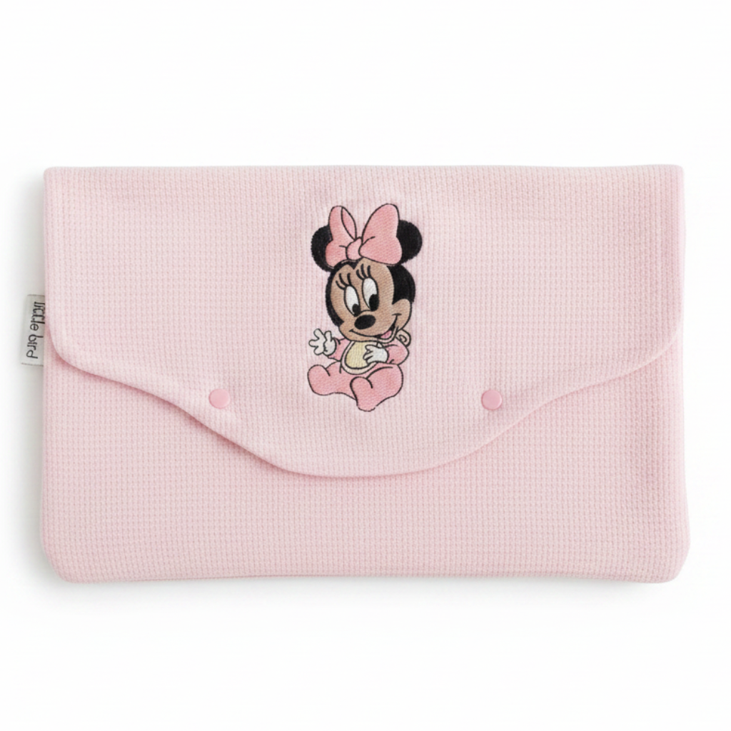 Busta Portatutto Ricamata Minnie - Sfondo Bianco