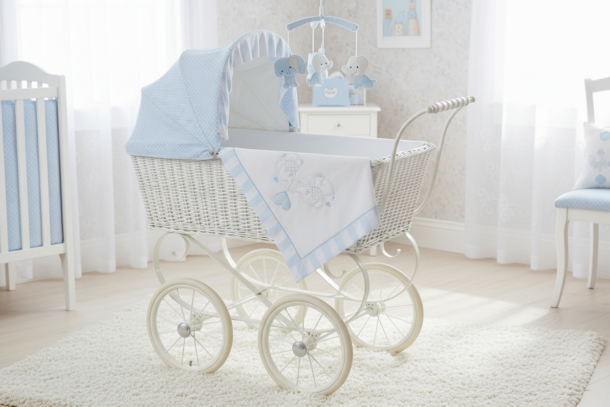 Lenzuolino Elefantino Celeste - lifestyle carrozzina
