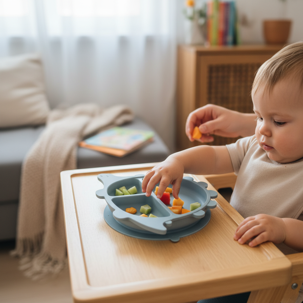 Mani del bambino durante il pasto