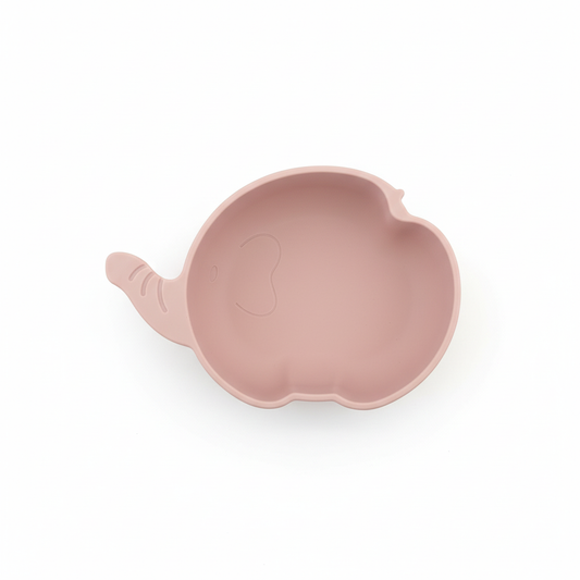 Ciotola Elefante Rose Pink in silicone su sfondo bianco
