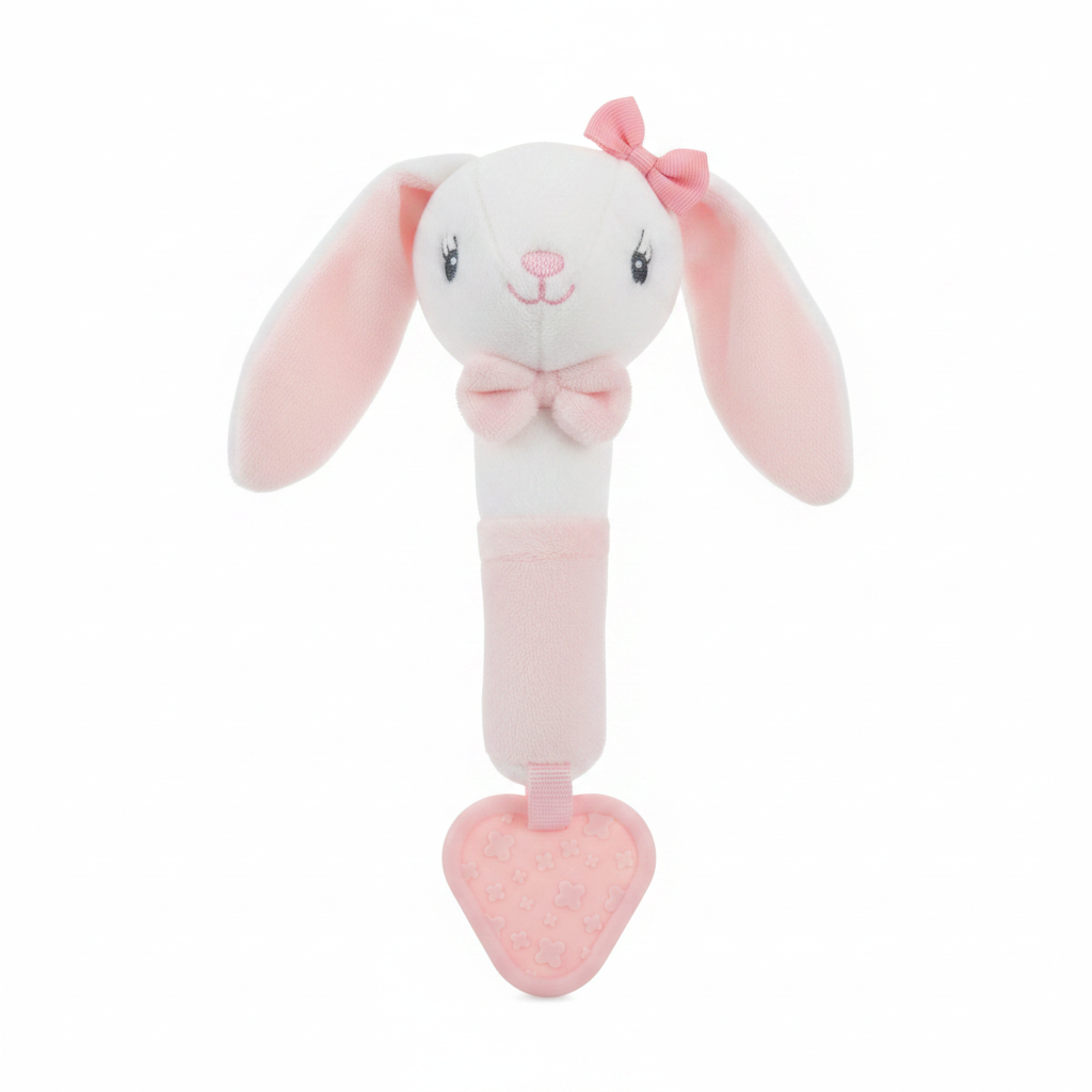 Sonaglino Coniglietto Rosa - sfondo bianco