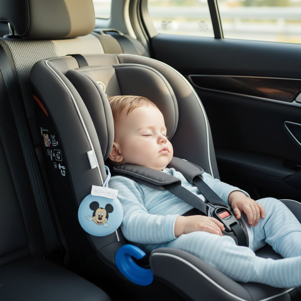 Portaciuccio Topolino azzurro in auto