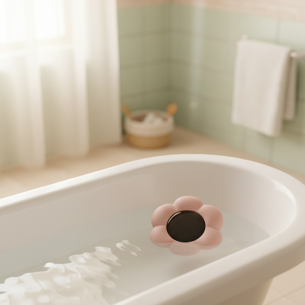 Termometro digitale da bagnetto fiore rosa antico Little Bird - lifestyle vasca