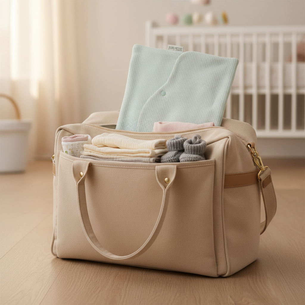 Busta portatutto verde nella borsa neonato