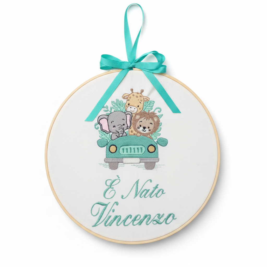 Telaio ricamato personalizzato sfondo bianco