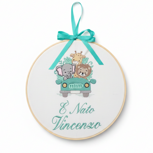 Telaio ricamato personalizzato sfondo bianco