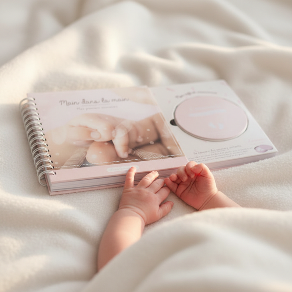 Set Album Foto + Cofanetto Gesso Rosa - lifestyle con neonato