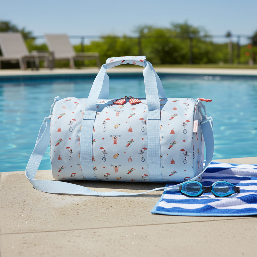 Borsa Sportiva Circus Show Tutete - lifestyle bordo piscina con asciugamano