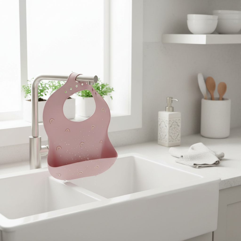 Bavetta rosa arcobaleno pulita e asciutta