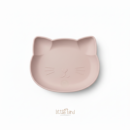 Piatto silicone gattino rosa pink sfondo bianco