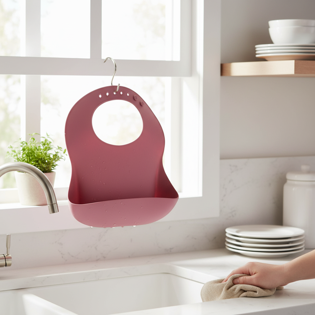 Bavetta rosa scuro pulita e asciutta