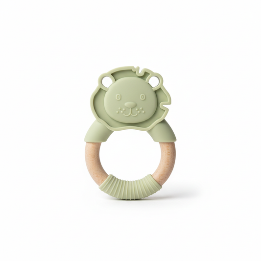 Massaggiagengive leoncino verde su sfondo bianco