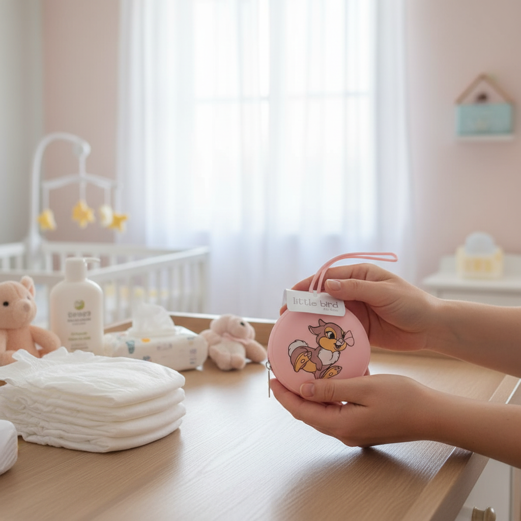 Portaciuccio Tamburino rosa sul fasciatoio