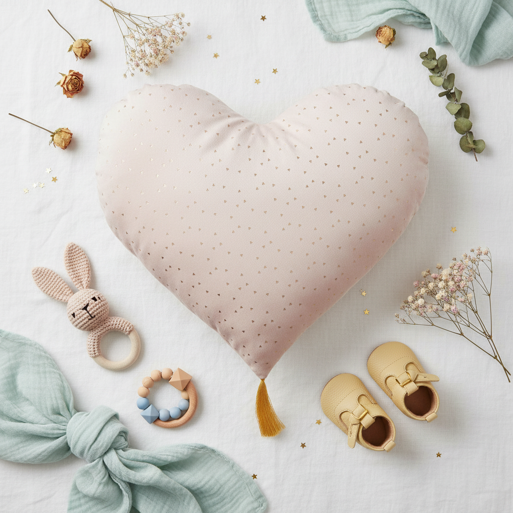 Cuscino Cuore Rosa flat lay