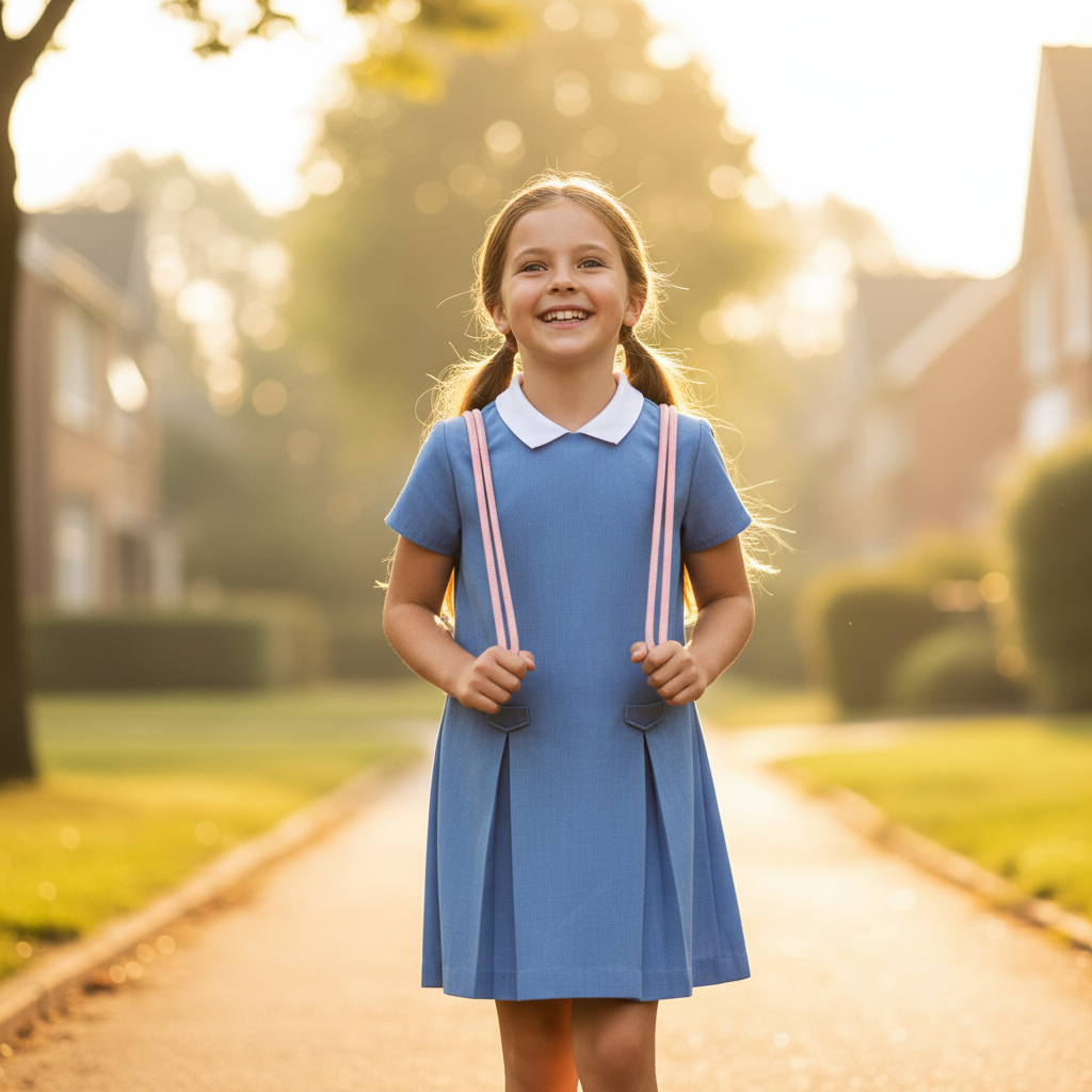 Sacca Zaino Blossom Birds lifestyle - bambina che cammina verso scuola