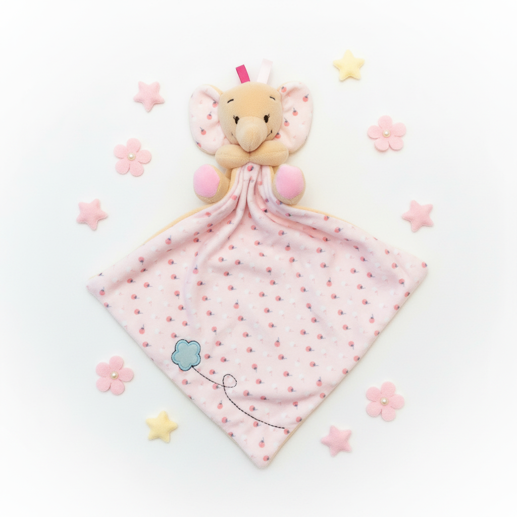 Little Bird - Dou Dou Elefantino Giallo e Rosa - 100% Anallergico - Regalo Nascita