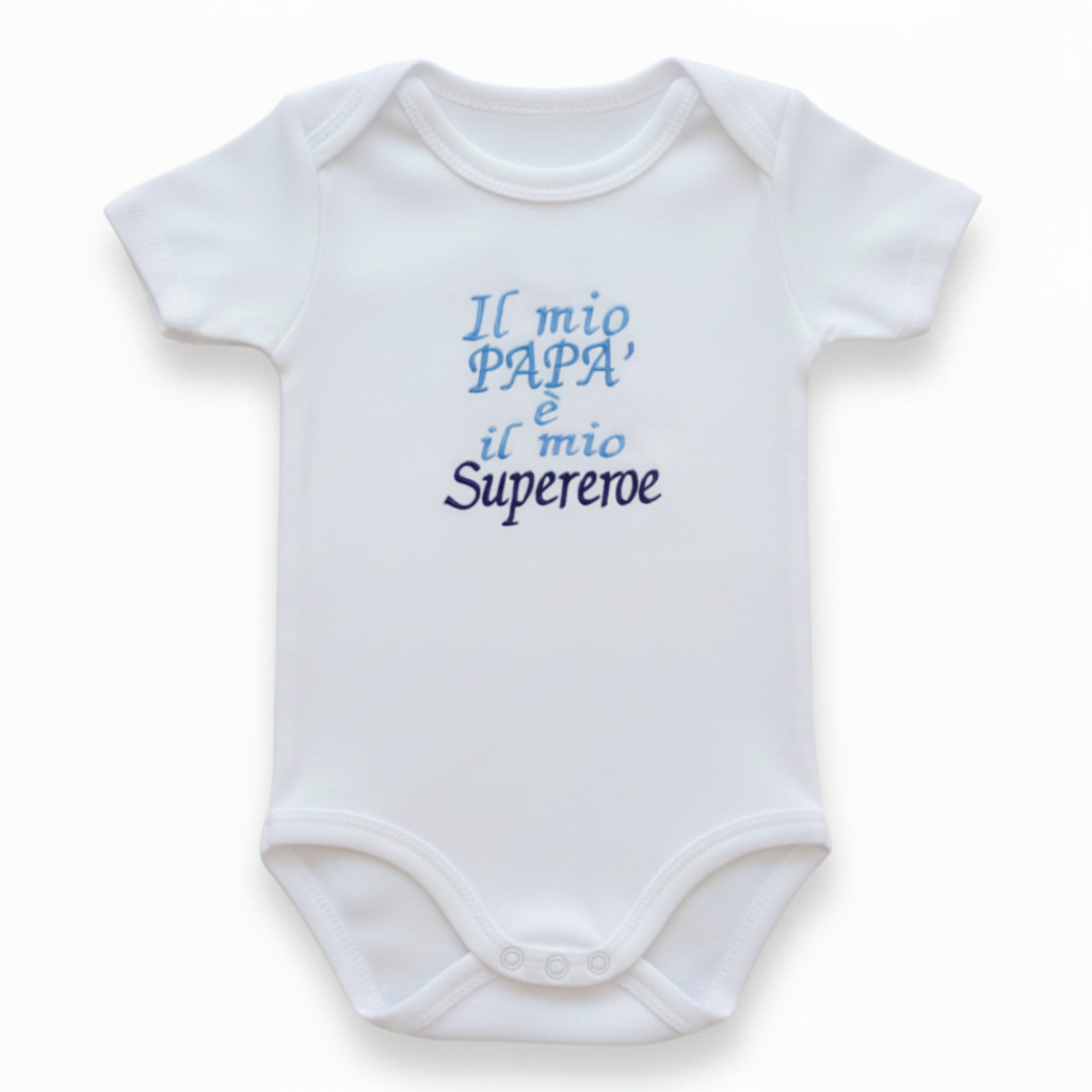 Body Il mio Papà è il mio Supereroe - Sfondo bianco