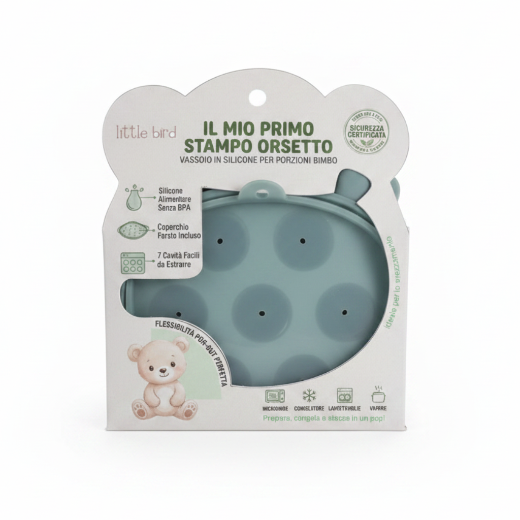 Stampo Ghiacciolini Orsetto Dusty Blue - packaging sfondo bianco