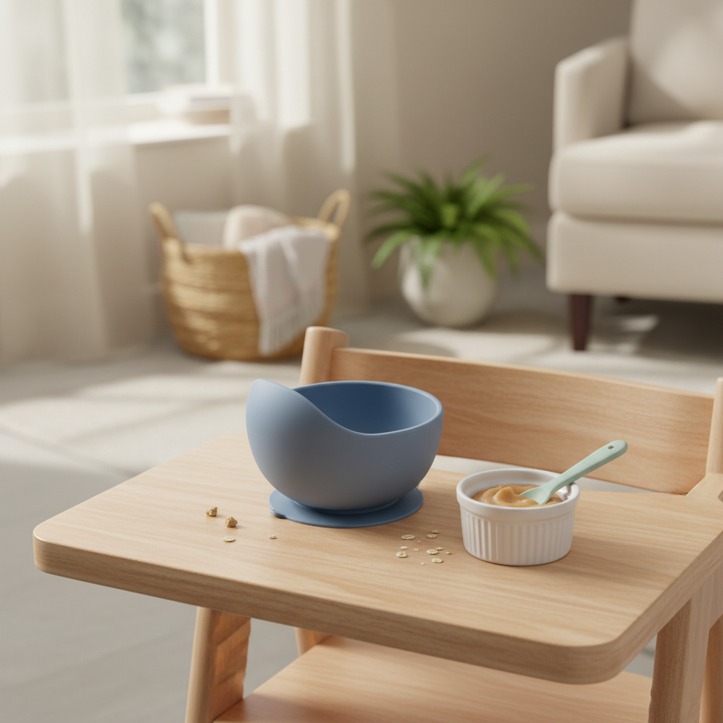 Ciotola con ventosa dusty blue lifestyle