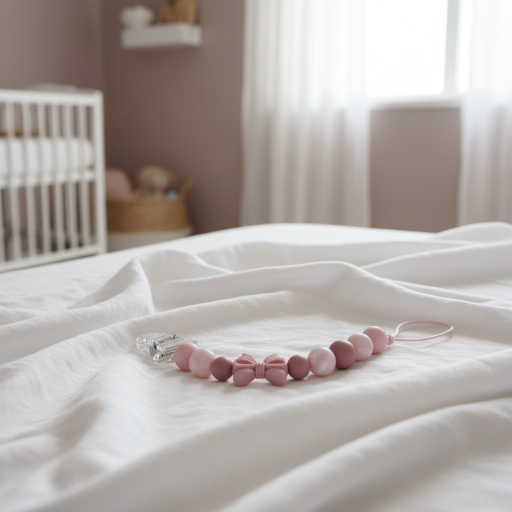 Portaciuccio Rosa Antico Sfere Perlate - lifestyle nursery
